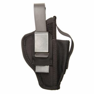 Black nylon belt holster with metal clip