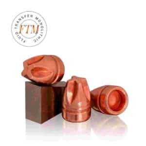 Copper bullet projectiles on display