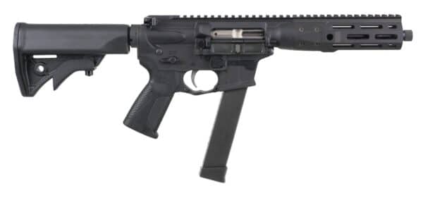 Black rifle with a detachable magazine