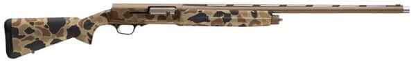 Camo shotgun, side view, brown and black pattern