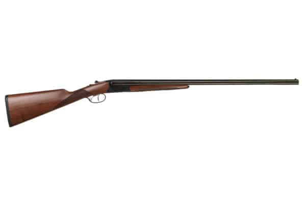Side view of a double-barrel shotgun