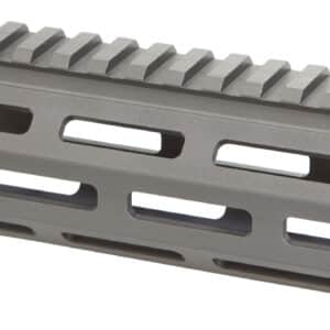 Gray metal rail handguard for firearm.