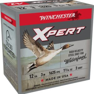 Winchester Xpert waterfowl ammo box with duck illustration.