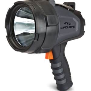 Portable black flashlight with ergonomic handle