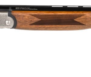 Wooden shotgun with engraved metal details