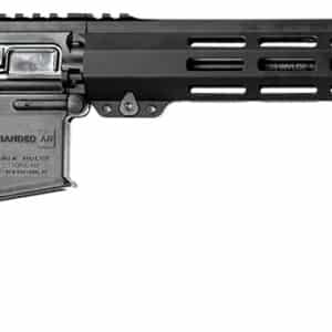 Black semi-automatic rifle with adjustable stock