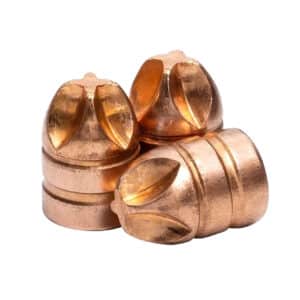 Copper ammunition bullets on white background
