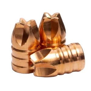 Copper bullet casings stacked together