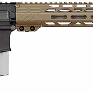 Tan-colored semi-automatic rifle with metal barrel
