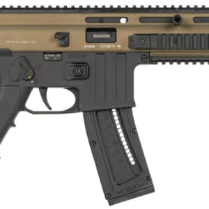 Black and tan tactical rifle side view