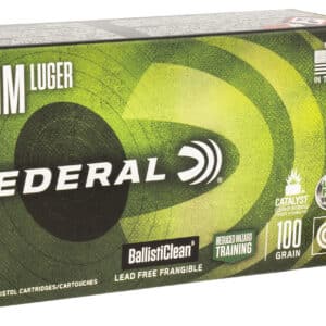 Federal 9mm Luger ammunition box with cartridges