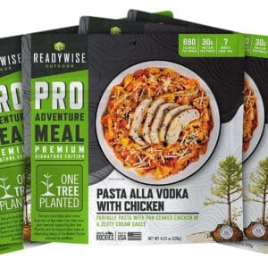 ReadyWise pasta alla vodka with chicken meal packets.