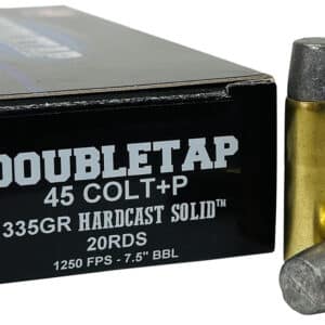 DoubleTap ammo box and bullets, .45 Colt+P, 20 rounds