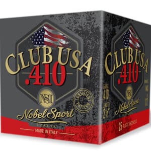 Club USA .410 shotshell box with American flag.
