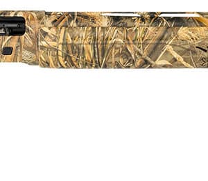 Camouflage hunting shotgun for outdoor use.