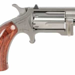 Stainless steel revolver with wooden grip