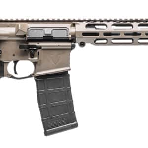 Rifle with modern design and black magazine.