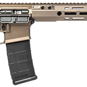 Semi-automatic rifle with tan finish and black grip.
