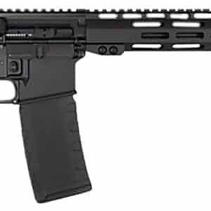 Black assault rifle with long barrel