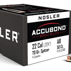Box of Nosler Accubond bullets, 22 Caliber.