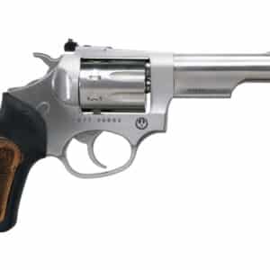 Stainless steel revolver with black grip