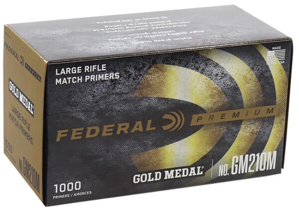 Federal Premium rifle match primers, 1000 count box.