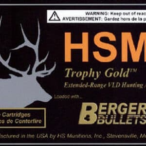 HSM Trophy Gold hunting ammunition box label.
