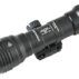 Black tactical flashlight with mounting bracket.