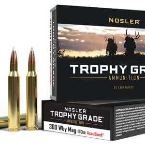 Nosler Trophy Grade ammunition cartridges box