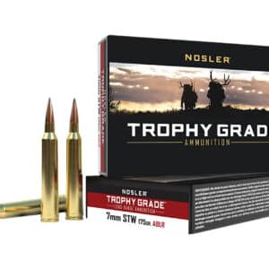 Nosler Trophy Grade ammunition box with bullets