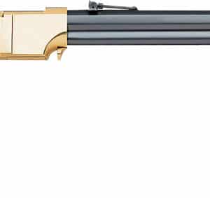 Vintage lever-action rifle with wood and brass design.