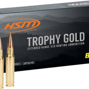 HSM Trophy Gold hunting ammunition box and cartridges.