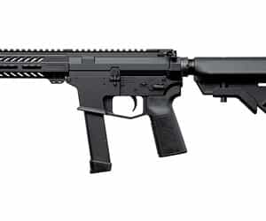 Compact black semi-automatic firearm side view