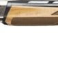 Wooden hunting shotgun with black metal barrel