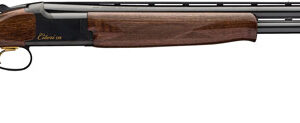 Over-under shotgun with wood finish.