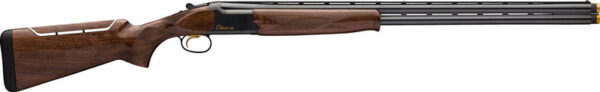 Over-under shotgun with wood finish.