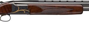 Side view of a wooden hunting rifle.