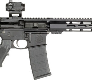 AR-15 style rifle with a scope and magazine.