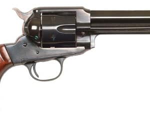 Wooden handle revolver, single action, black finish.