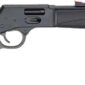 Black lever-action rifle on white background.