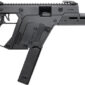 Black tactical firearm with folding stock