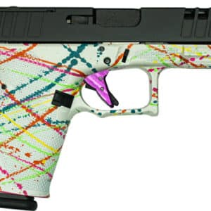 Colorful handgun with abstract paint design