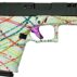 Colorful handgun with abstract paint design