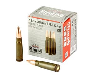 Sterling 7.62x39mm FMJ rifle cartridges box