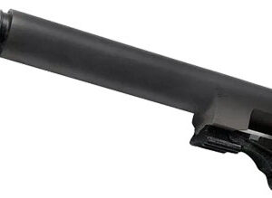 Black firearm barrel with thread protector