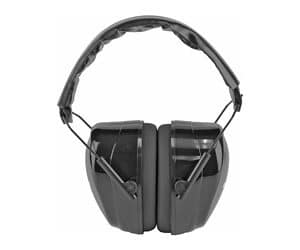 Black noise-canceling earmuffs for hearing protection.