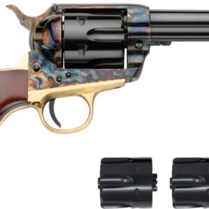 Colt revolver with extra cylinders displayed