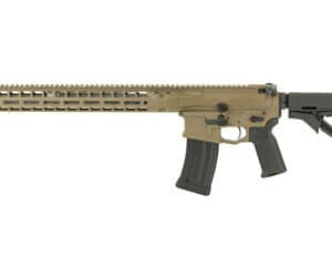 Tactical rifle with tan finish and black magazine
