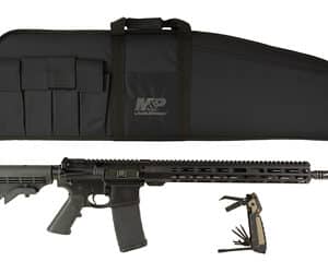 Rifle with tactical case and multitool set