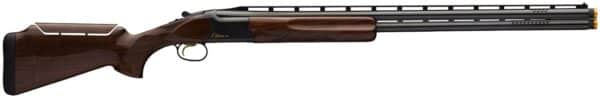 Double-barrel sporting shotgun with wood stock.